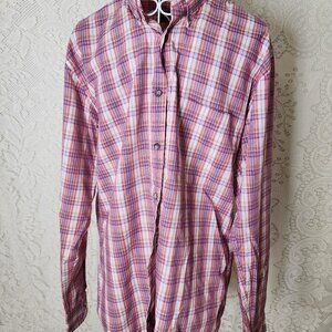 vintage Yves Saint Laurent (YSL) sportswear men's plaid button-down shirt
